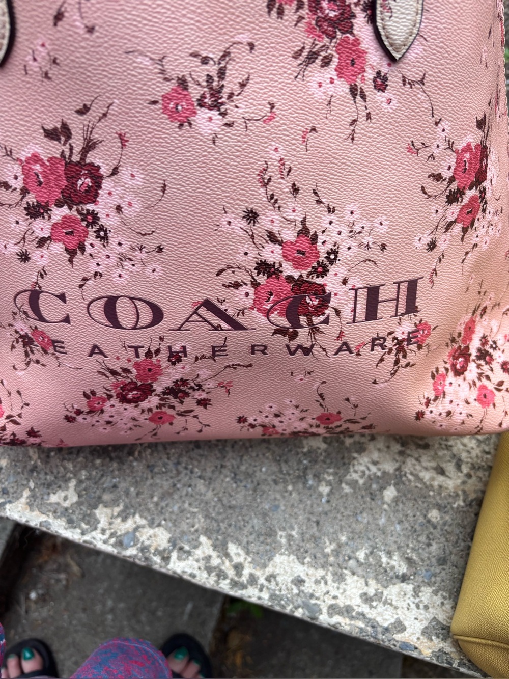 Rare Coach Pink Floral Leather Tote - Pink Multi
